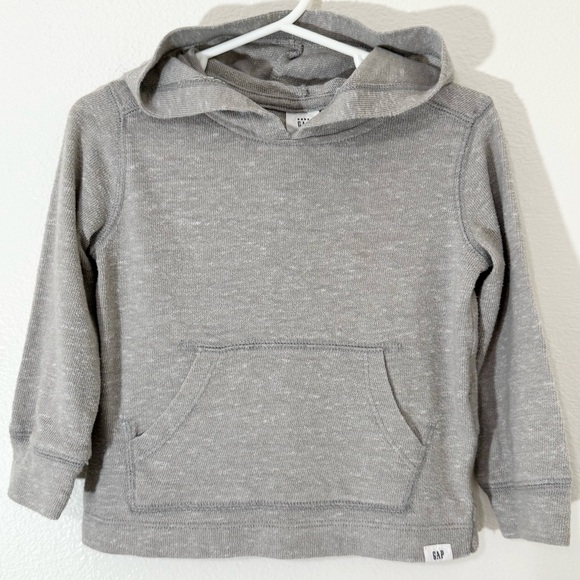 BABY GAP • TODDLER BOYS' SILVER LONG SLEEVE SNIT HOODIE - 2T - Picture 3 of 9